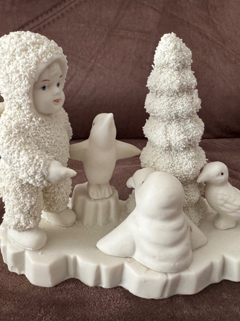 Vintage RARE Snowbabies Snowbabies with Penguin, Walrus, Bird and Tree Bisque